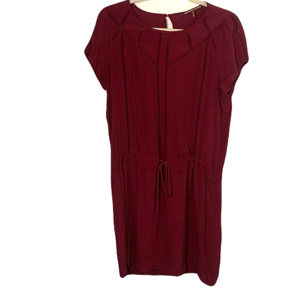 Comptoir Des Cotonniers Women’s 38/Small Cranberry Short Sleeve Tie Waist Dress